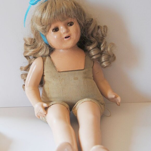 1930's Composition Nancy doll? 17" Open/close eyes with teeth - Picture 9 of 11